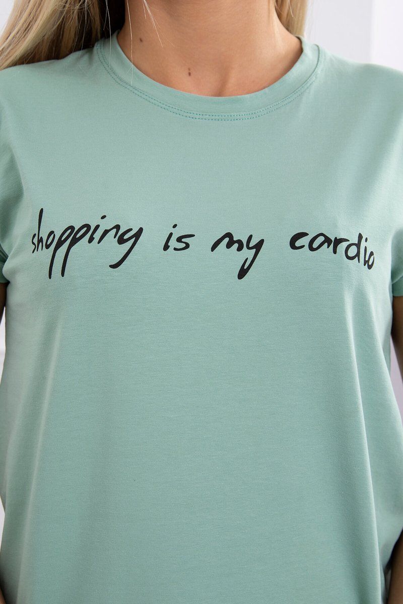 Tmavá mäta  tričko s nápisom Shopping